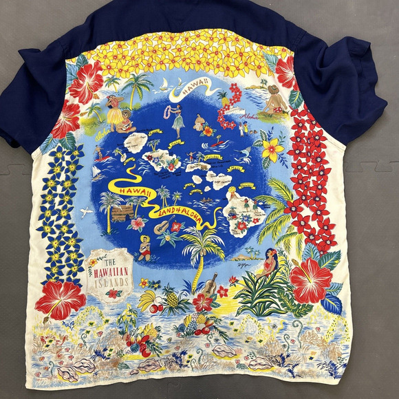 Tommy Hilfiger The Hawaiian Islands Shirt Mens XL Navy Blue Tropical Aloha FS - Picture 10 of 14